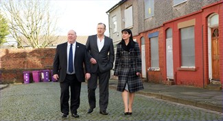 Mayor Joe Anderson looks at empty homes with Cllr Ann O'Byrne