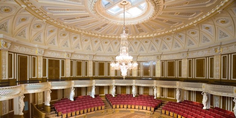 Energy saving chandelier in the small concert room of St Georges Hall