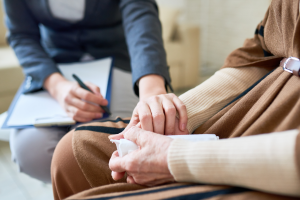 Person being supported by a professional