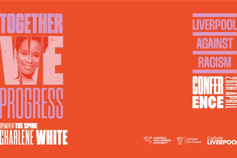 Promotional poster for Liverpool Against Racism featuring TV personality Charlene White