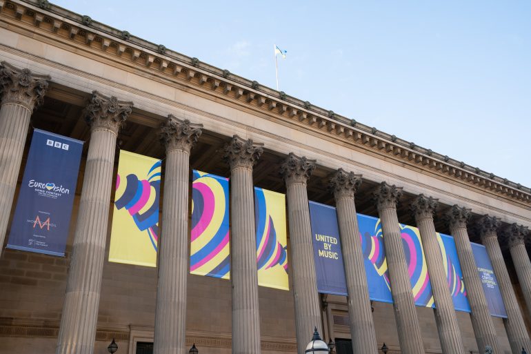 St Georges Hall drapped in Eurovision branding