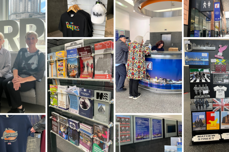 A montage of images from inside Liverpool's Tourist Information Centre and the team at work