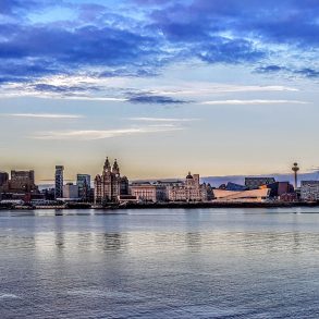 Liverpool's waterfront skyline from the across the River Mersey