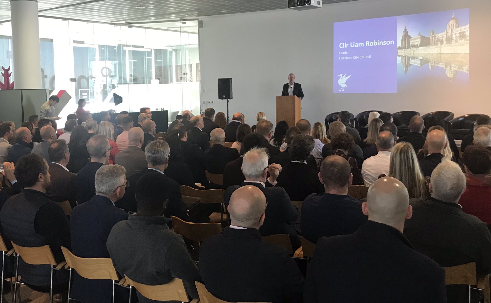 Cllr Liam Robinson talking at Liverpool Developers Forum