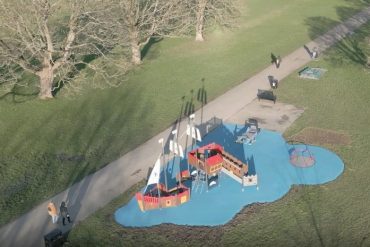 Aerial pic of restored play area in Croxteth Country Park