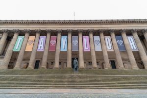 Taylor banner outside St George's Hall