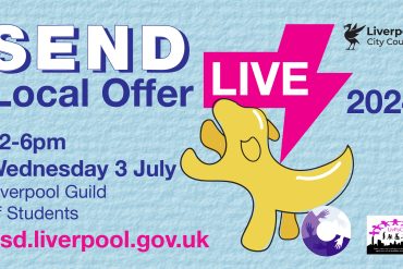 Image of a lambanana, with the following text. SEND Local Offer Live, 12-6pm Wednesday 3 July, The Liverpool Guild of Students at the University of Liverpool, liverpool.gov.uk
