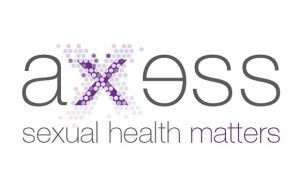 Axess Sexual Health Logo - Axess with a purple x and 'Sexual Health Matters' underneath