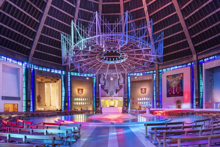 The inside of Metropolitan Cathedral of Christ the King