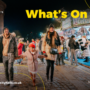 Family enjoying Christmas Market at St George's Hall