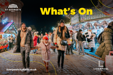 Family enjoying Christmas Market at St George's Hall