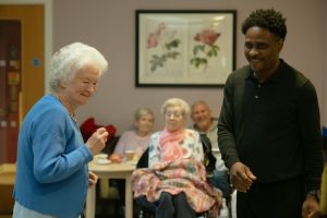 A group of older people having a chat